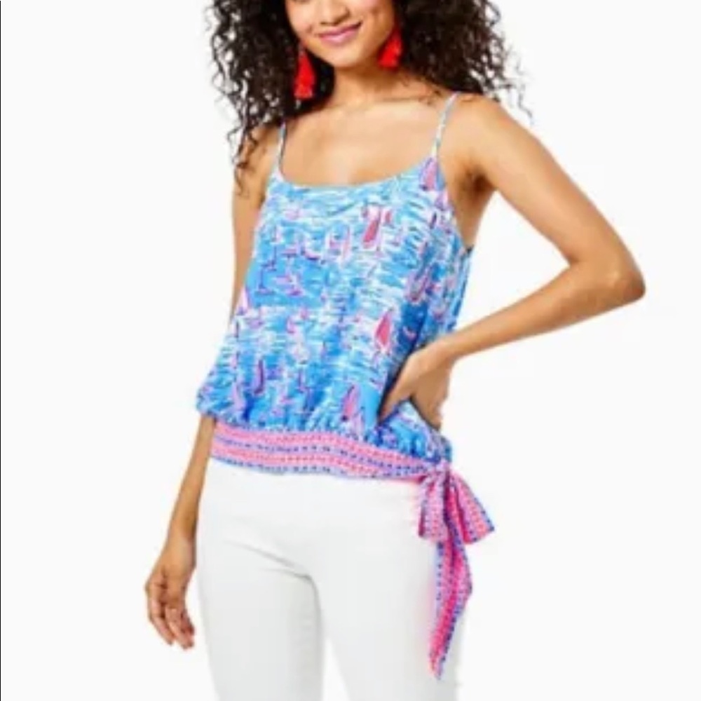 BNWT Lilly Pulitzer size L Ainsley Top, boatylicious Zanzibar blue